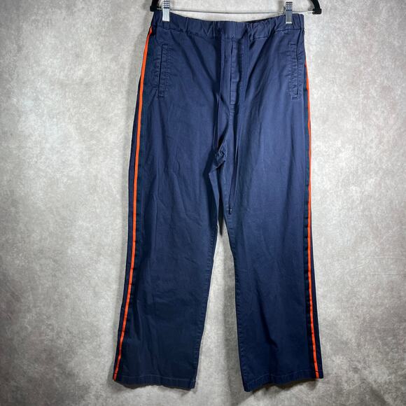 Maeve Anthropologie Khaki Pants Womens Small Navy Blue Classic Side Striped Boho - Picture 1 of 12